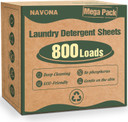 800 Loads Mega Pack Laundry Detergent Sheets, Eco-Friendly Laundry Sheets, Powerful Cleaning, Suitable For Homes, Dorms, And Apartments- [Fragrance-Free]