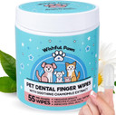 Dog Teeth Cleaning Wipes - Dog Tooth Brushing Kit - Dog Toothbrush Finger Wipes - Removes Plaque & Tartar, Dog Breath Freshener - No-Rinse Pet Dental Care For Dogs & Cats - Easy Use - 55 Count