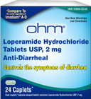 Ohm Loperamide Hydrochloride 2Mg Caplets (24 Count) - Anti Diarrhea Pills For Adults, Effective Stomach Relief, Antidiarrheal Pills, Fast Acting Travel Medicine