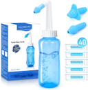 Netty Bottle Sinus Rinse Kit, Nasal Irrigation System For Adults & Kids, 300Ml Neti Pot Sinus Rinse Bottle With 40 Neti Pot Saline Packets, Nose Cleaner Effective Nasal Cleaner & Flush