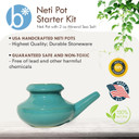 Neti Pot Tool Kit - Snoring & Saline Solution, Handcrafted Ceramic Dishwasher Safe With 2Oz Mineral Sea Salt For Nose Cleaning & Sinus Rinse Perfect For Allergy Relief In Adults & Kids (Jade)