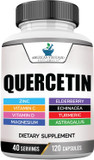 American Standard Supplements Quercetin 1000Mg Per Serving With Zinc, Vitamin C, Vitamin D3, Magnesium, Elderberry, Echinacea, Turmeric, Astragalus - Gluten Free, Non-Gmo, 120 Capsules, 40 Servings