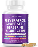 Jb Wellness Resveratrol, Grape Seed Extract, Berberine, Quercetin - Polyphenol Supplement For Women And Men With Noni Extract, N-Acetyl Cysteine, Acai Extract - 120 Capsules