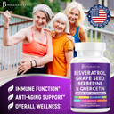 Jb Wellness Resveratrol, Grape Seed Extract, Berberine, Quercetin - Polyphenol Supplement For Women And Men With Noni Extract, N-Acetyl Cysteine, Acai Extract - 120 Capsules