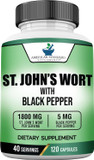 American Standard Supplements St. JohnS Wort 1800Mg Per Serving With Black Pepper Fruit Extract - Vegan, Gluten Free, Non-Gmo, 120 Capsules, 40 Servings
