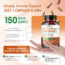Liposomal Ceylon Cinnamon With Turmeric & Apple Cider Vinegar  Supports Heart, Digestion & Metabolism  150 Capsules  Made In The Usa