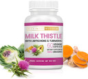 Milk Thistle With Artichoke & Turmeric Supplement - Supports Liver Detox & Support Digestive, 60 Veggie Capsule
