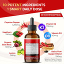 Organic Cayenne Pepper, Beet Root, Lemon, Hawthorn, Vitamin K2+D3 Liquid Drops  1500Mg Per Serving, Ultra Potent, Usa Made & Lab Tested  2 Fl Oz (60Ml)