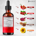 Cayenne Pepper Supplement Liquid Drops + Hawthorn Berry, Vitamin D3 K2 Beet Root Powder, Ceylon Cinnamon, Turmeric Curcumin, Organic Panax Ginseng - 6Oz