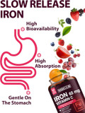Iron Supplement For Women Men | High Potency Iron 65Mg With Vitamin C 250Mg | Stomach Friendly Iron Pills For Red Blood Cell & Immune Support | Vegan, Non-Gmo & Gluten Free | 90 Tablets