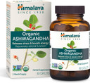 Himalaya Organic Ashwagandha, 90 Day Supply, Herbal Supplement For Stress Relief, Energy, Occasional Sleeplessness, Excipient Free, Organic, Non-Gmo, Vegan, Gluten Free, 670 Mg, 90 Caplets