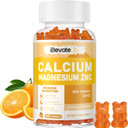 Calcium Magnesium Zinc Gummies With Vitamin D3 & K2 - High Potency Enhanced Absorption -60 Orange Gummies Flavored