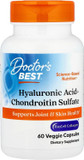 Doctors Best Hyaluronic Acid+ Chondroitin Sulfate, Supports Joint & Skin Health, Non-Gmo, Gluten Free, Soy Free 60 Veggie Capsules
