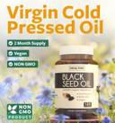 Cold-Pressed Black Seed Oil Capsules - Vegan Non-Gmo Nigella Sativa Black Seed Oil Supplement With Omega 3 Dha For Full Body Wellness & Brain Support - Vegan Omega 3 & Thymoquinone-Rich (1 Month)