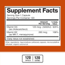 American Standard Supplements Vitamin D3 5000 Iu (125Mcg) Plus Vitamin K2 (Mk7) 200Mcg Per Capsule - Gluten Free, Non-Gmo, 120 Capsules, 120 Servings, 120 Day Supply