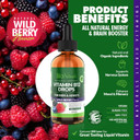 Bio Naturals Vitamin B12 Liquid Drops For Adults & Kids - 100% Natural Sublingual Methylcobalamin - Highest Absorption - Energy & Brain Booster Helps With Fatigue & Weakness - Wild Berry - 2 Fl Oz
