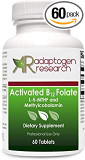 Activated B12 Folate Lozenges Formula | High Potency Methylcobalamin Metafolin Folate L-5-Mthf | Bioactive Forms Vitamin B12 And Folate | 60 Fast-Dissolving Tablets |Adaptogen Research