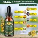 Mullein Leaf Extract Drops For Lungs - Lung Cleanse & Detox, Pure Mullein Leaf Liquid Drops, Support For Respiratory, Immune, Digestive System, Vegan, Non-Gmo, Blueberry Flavor, 2 Fl Oz