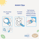 Mam Pacifier Clips For Baby Girls With Fasteners And Flexible Rings, Designs May Vary, 2 Count