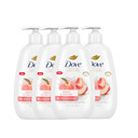 Dove Advanced Care Hand Wash Peach & Rice Milk 4 Count For Washing Away Dirt & Germs While Nourishing Skin 10 Layers Deep, With Moisture Boost 5X Complex