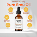 Pure Australian Emu Oil - All Natural 6X Refined For Face, Skin And Hair - Highly Effective Hydration For Sensitive Skin & Hair Growth Perfect For Scars & Blemishes - 1 Fl Oz Glass Bottle & Dropper