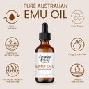 Pure Australian Emu Oil - All Natural 6X Refined For Face, Skin And Hair - Highly Effective Hydration For Sensitive Skin & Hair Growth Perfect For Scars & Blemishes - 1 Fl Oz Glass Bottle & Dropper