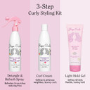 Rizos Curls Styling Starter Kit, Refresh And Detangle Spray & Curl Defining Cream & Light Hold Gel Bundle, Enhance & Define Curls, Add Volume & Hold, Frizz Control & Shine