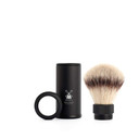 Mühle Travel Black Aluminum Silvertip Fibre Shaving Brush - Portable Synthetic Luxury Shave Brush For Men, Rich Lather