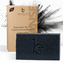 Peppermint Tea Tree Charcoal Facial Bar Soap - Usa Made With Natural & Organic Ingredients, Face Wash Black Soap Bar For Acne, Eczema & Psoriasis, Detoxifying Charcoal For Oily & Sensitive Skin