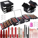 Miss Rose M 148 Colors Makeup Pallet,Professional Makeup Kit For Women Full Kit,All In One Makeup Sets For Women&Beginner,Include Eyeshadow,Lipstick,Eyeliner,Concealer,Makeup Brush(045 Set-Black)045 Set