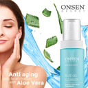 Onsen Secret Japanese Aloe Vera Face Wash - Premium Nightly Facial Cleanser For Makeup Removal, Heals Dry & Sensitive Skin, Hyaluronic Acid, Curry Leaf Oil, Vitamin C & E, Gel Cleanser