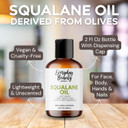 Squalane Oil - 100% Pure & Natural Plant Derived Facial Oil 2 Fl Oz - Cold Pressed And Unrefined Premium Grade Multipurpose Moisturizing Oil For Skin And Hair