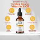 Organic Vitamin E Oil  Certified Organic Blend Of Vitamin E - Deeply Hydrating Care For Face, Skin, Hair, Scars  Antioxidant-Rich, Fragrance-Free, And Gentle On Skin - 1 Fl Oz Glass Dropper & Bottle