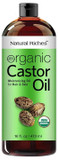 Natural Riches Organic Castor Oil - Cold Pressed, Usda Certified For Hair Growth, Thicker Eyelashes, Eyebrows - Moisturizes Dry Skin And Hair, Helps With Dandruff - Hexane-Free, 16 Fl. Oz