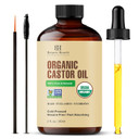 Botanic Hearth Castor Oil (2 Fl Oz) | Usda Organic | 100% Pure, Cold Pressed & Hexane Free | For Hair, Eyelashes, Eyebrows & Scalp Treatment | With Lash & Brow Brush