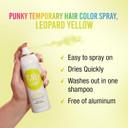 Punky Hair Spray Color Temporary  Leopard Yellow, Temporary Hair Color Spray, Instant Vibrant Hair Dye, 3.5 Oz