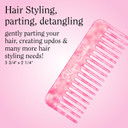 Rizos Curls Wide Tooth Shower Comb For Detangling, Parting & Styling, Gentle For All Hair Textures, Pink
