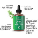 Argan + Tea Tree + Black Castor Oil For Hair Growth. Strengthens & Hydrates Thinning, Dry Hair For A Healthier-Looking Scalp. For Women & Men  Vegan 1Oz Serum