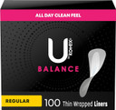 U By Kotex Barely There Thin & Flexible Liners, Regular 50 Ea