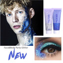 Dageda Body Glitter Gel, Face Glitters Body Gel Sequins Shimmer Liquid Eyeshadow, Chunky Glitter For Face Hair Nails, Holographic Cosmetic Laser Powder Festival Glitter Makeup 50Ml(Blue)