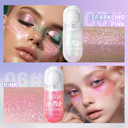 Dageda 2Colors Roll-On Body Glitter Gel For Body, Hair, Face, Holographic Glitter Makeup For Rave Accessories, Body Shimmer Hair Glitter Gel For Halloween Makeup(Sparkling Pink+Pink)