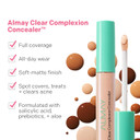 Almay Clear Complexion Acne & Blemish Spot Treatment Concealer Makeup With Salicylic Acid- Lightweight, Full Coverage, Hypoallergenic, Fragrance-Free, For Sensitive Skin, 300 Medium, 0.3 Fl Oz