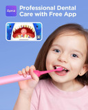 Bitvae K7S Kids Electric Toothbrush For Age 4+, Rechargeable Power Toothbrush With Pressure Sensor, Bluetooth Kids Toothbrush Boys And Girls, 3 Modes, 2Mins Smartimer, Soft (Pink)