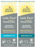 Earth Mama Lady Face® Tinted Mineral Sunscreen Face Stick Spf 40 Light/Medium Tint | Contains Organic Shea & Cocoa Butter | Foundation + Concealer Blends With Most Skin Tones