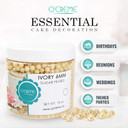 O'Creme Ivory Edible Sugar Pearls Cake Decorating Supplies For Bakers: Cookie, Cupcake & Icing Toppings, Beads Sprinkles For Baking, Certified, Candy Sugar Ball Accents (10Mm, 16 Oz)