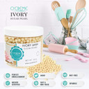 O'Creme Ivory Edible Sugar Pearls Cake Decorating Supplies For Bakers: Cookie, Cupcake & Icing Toppings, Beads Sprinkles For Baking, Certified, Candy Sugar Ball Accents (4Mm, 11 Lbs)