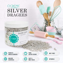 O'Creme Silver Dragees Cake Decorating Supplies For Bakers: Cookie, Cupcake & Icing Toppings, Bright Metallic Sphere Sprinkles Decoration, Certified, Decorating Sugar Ball Accents - 10Mm, 16 Oz