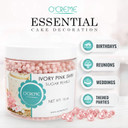O'Creme Pink-Ivory Edible Sugar Pearls Cake Decorating Supplies For Bakers: Cookie, Cupcake & Icing Toppings, Beads Sprinkles For Baking, Certified, Candy Sugar Ball Accents (6Mm, 16 Oz)