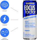 Focus Factor Energy Drink - 12 X 355Ml Cans (Original Flavour) - With Focus + Energy - Lightly Carbonated, Sugar Free, Low Calorie With Vitamin B6 & Vitamin B12