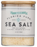 Florida Pure Garlic Sea Salt - 80+ Mineral Sea Salt, Natural, Unrefined, Non Iodized - For Baking, Cooking, Seasoning & Enhancing Taste - Rich Taste Flaky Sea Salt (4.5 Oz Jar)